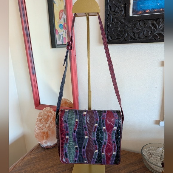 Sharif USA Multicolor Patchwork Leather Shoulder Bag - Picture 2 of 16